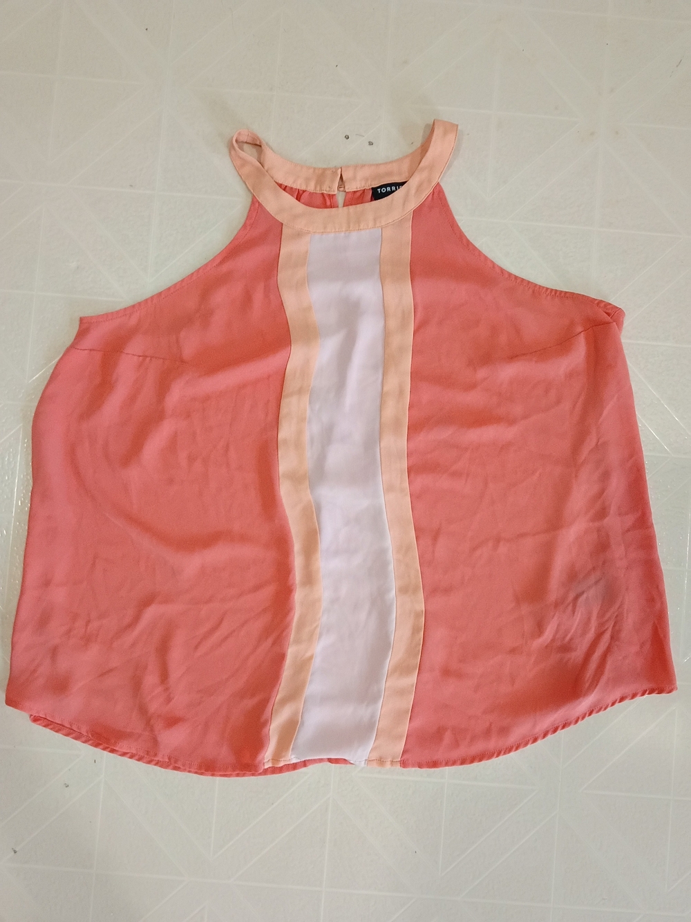 torrid Coral Halter Cami with Cream & White Center Panel